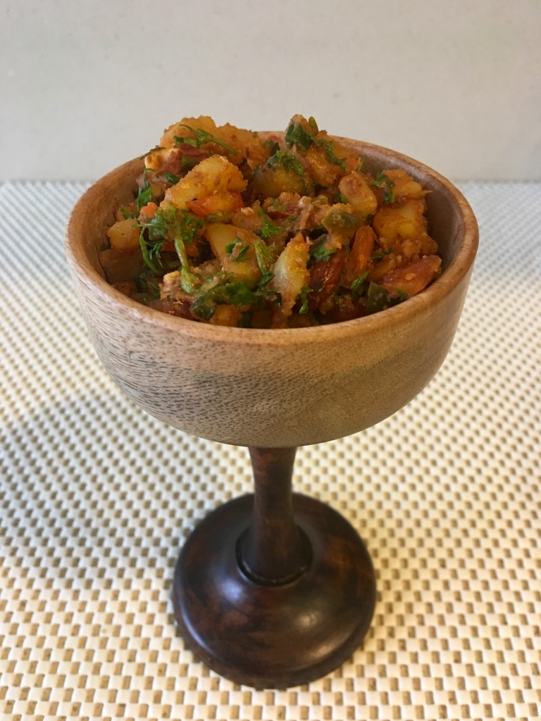Savoury chaat in a tall bowl 50